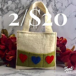 Cream Felt Mini Heart Tote